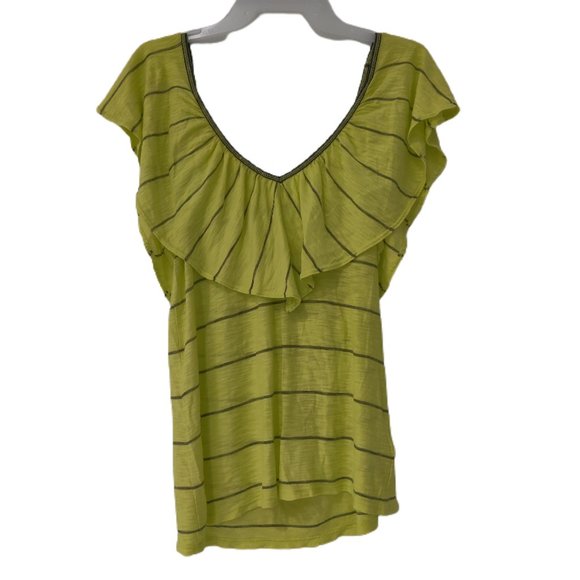 NWT  Splendid Women's Yellow Frilled Tank Top With Black Stripe Size XS $75 - Picture 1 of 1